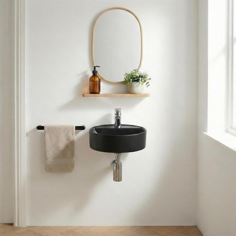 Vasque lave-mains à suspendre ronde en céramique