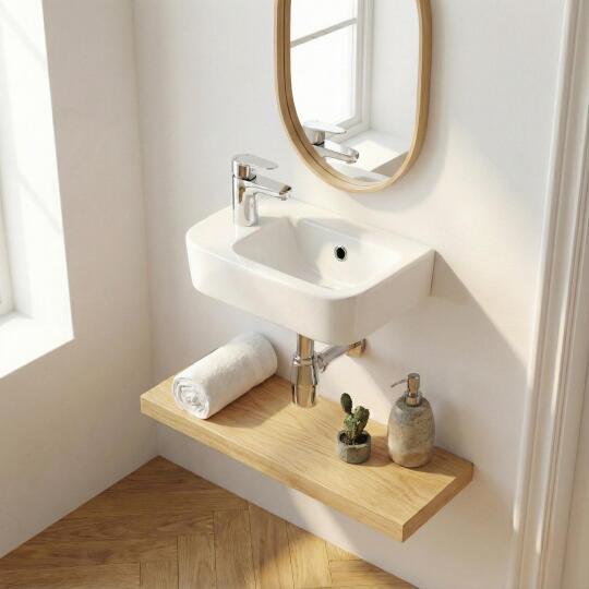 Vasque à poser ou à suspendre rectangle en céramique 43x26,5cm