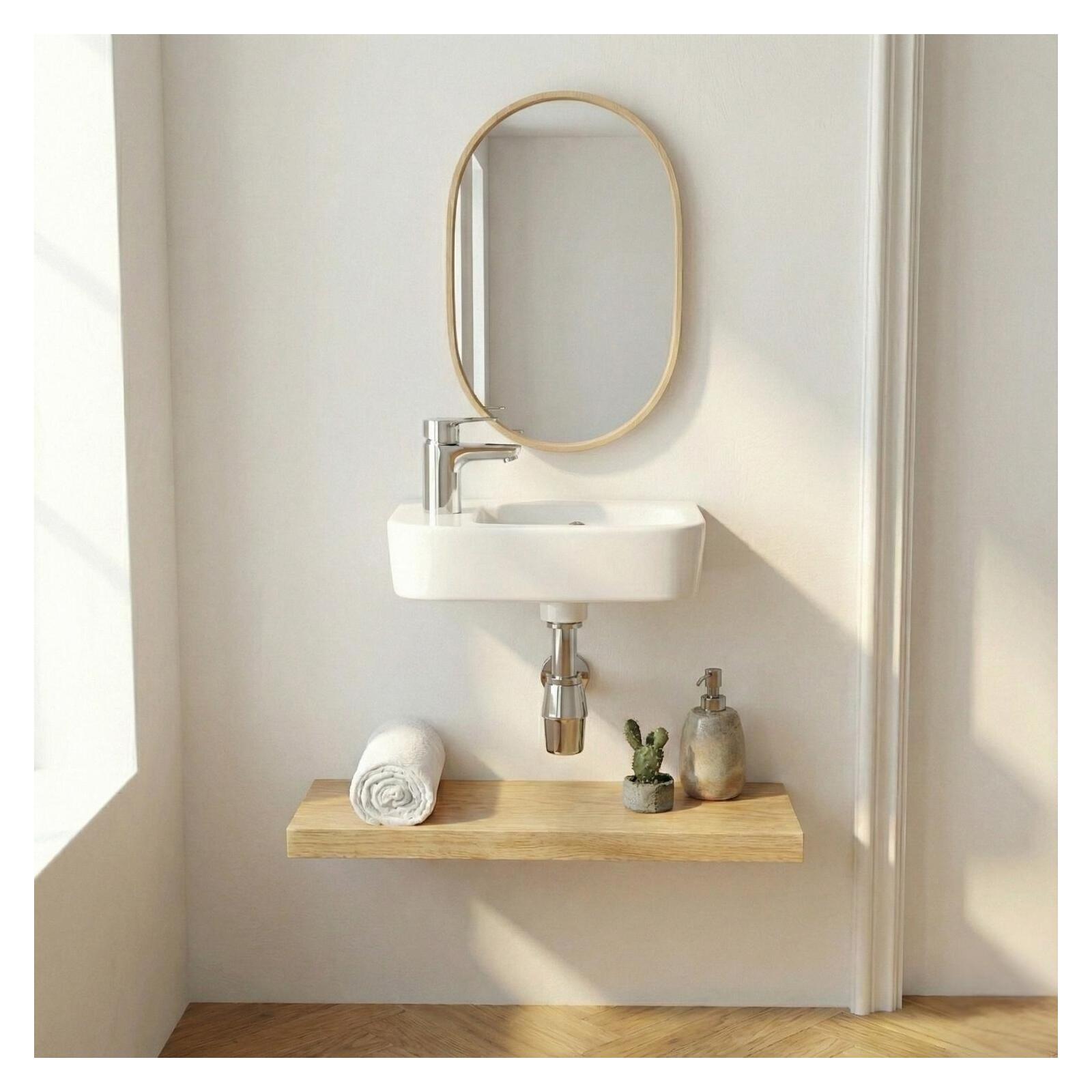 Vasque à poser ou à suspendre rectangle en céramique 43x26,5cm