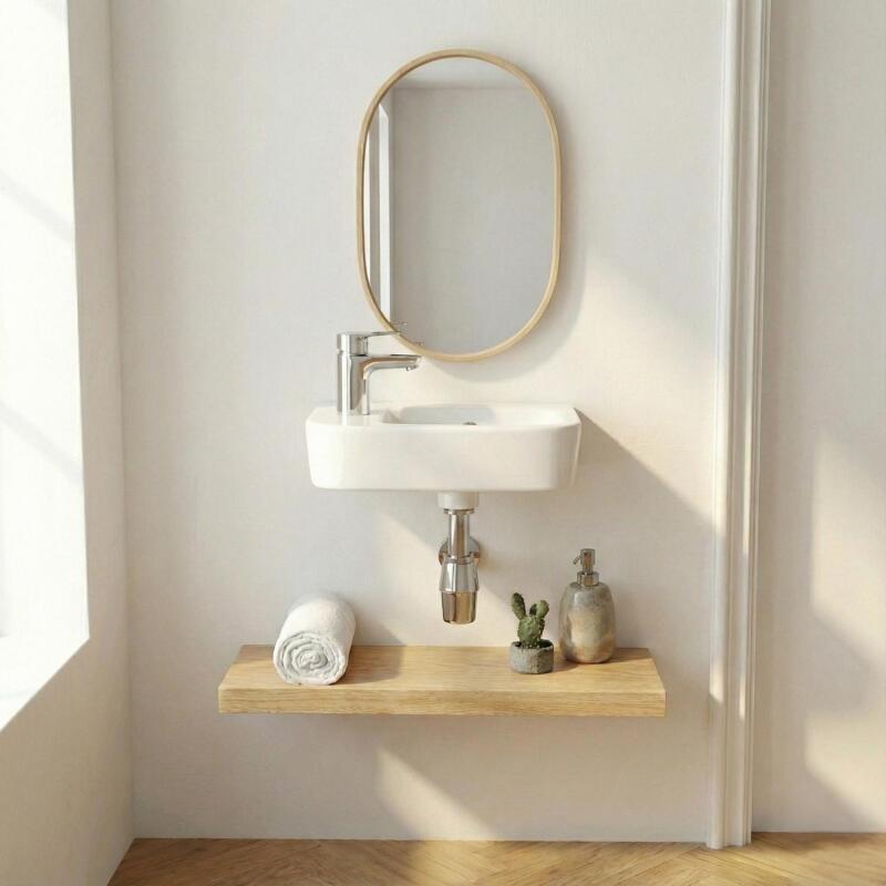 Vasque à poser ou à suspendre rectangle en céramique 43x26,5cm