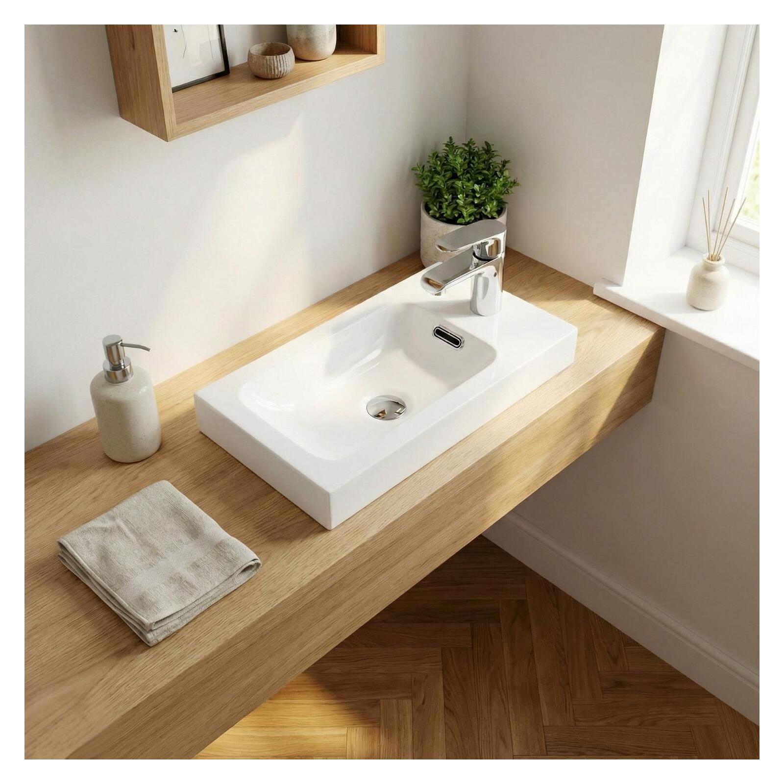 Vasque intégrée rectangulaire en résine