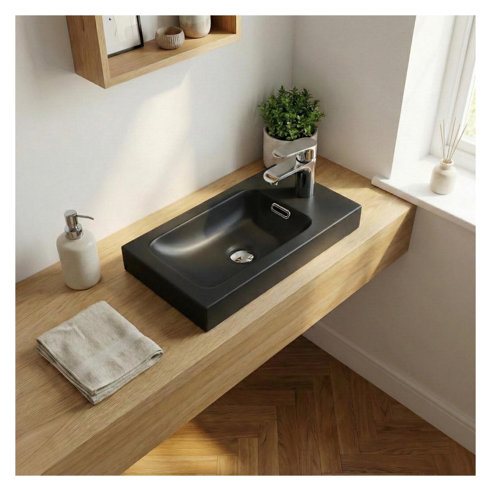 Vasque intégrée rectangulaire en résine