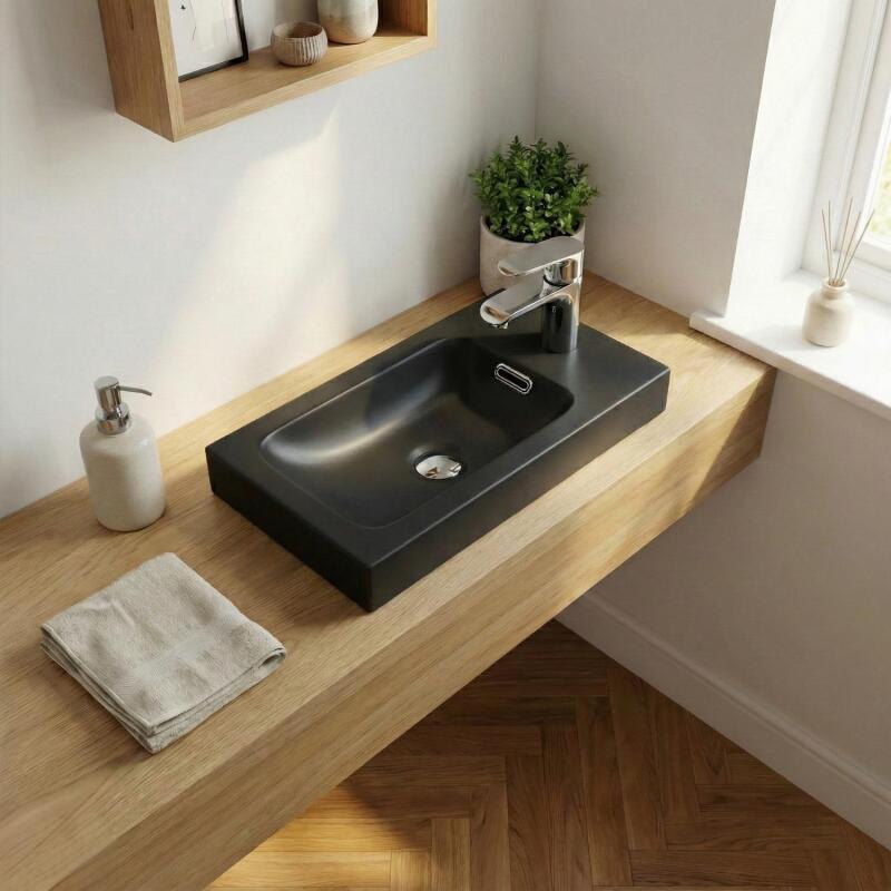 Vasque intégrée rectangulaire en résine