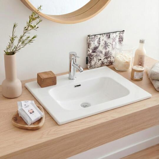 Vasque rectangulaire à encastrer en céramique blanche 61,5 x 46,5 cm ILA