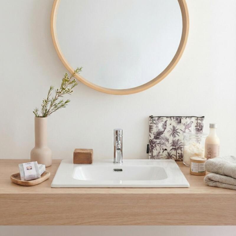 Vasque rectangulaire à encastrer en céramique blanche 61,5 x 46,5 cm ILA