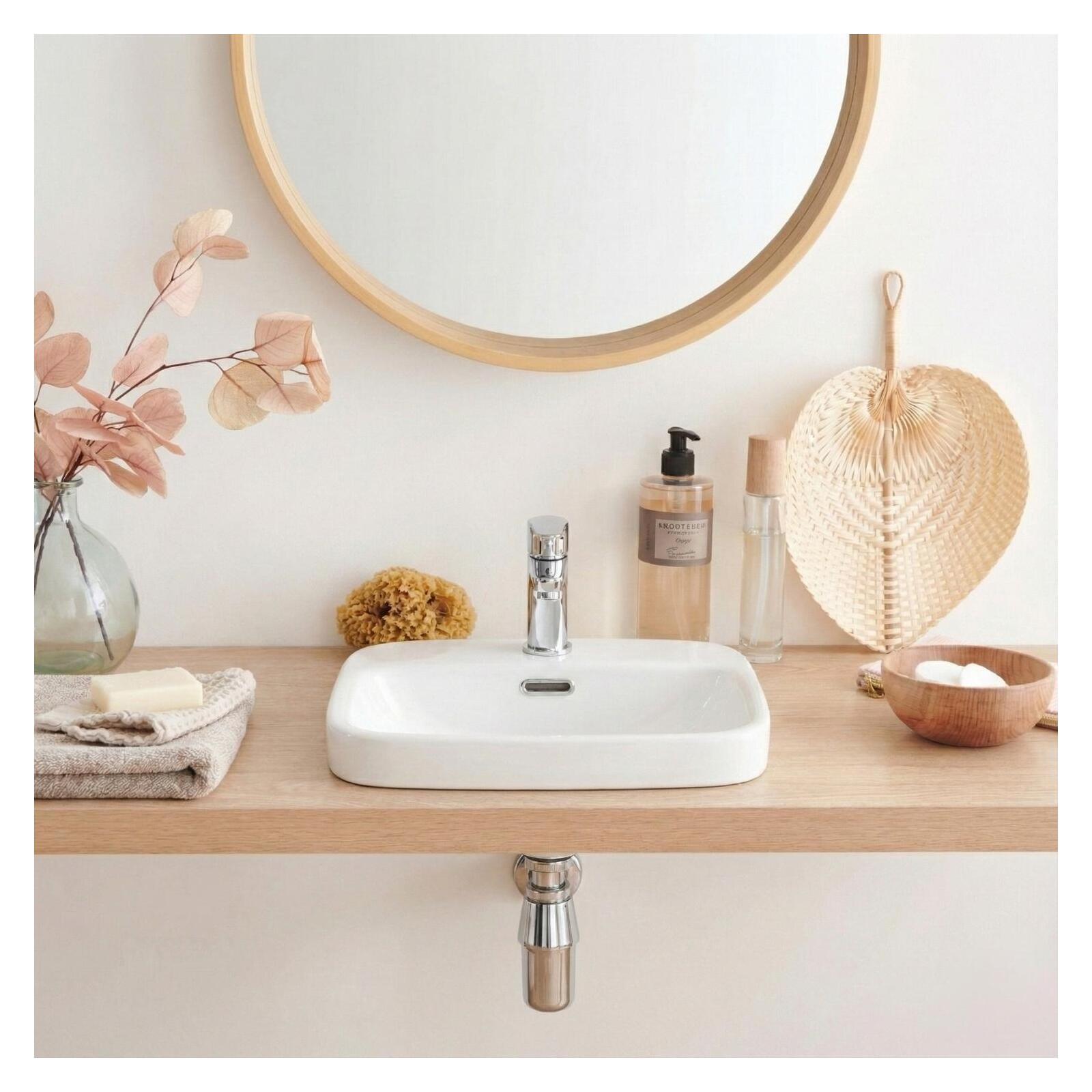 Vasque semi encastrée carrée en céramique blanche 37cm