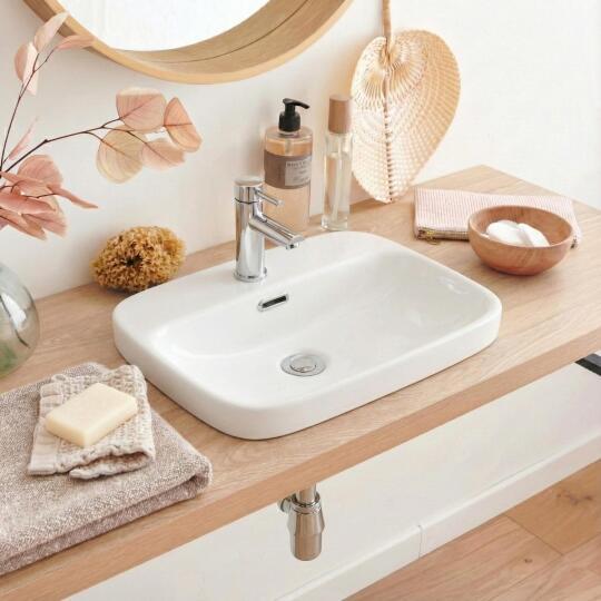 Vasque semi encastrée rectangulaire en céramique blanche 48x37cm