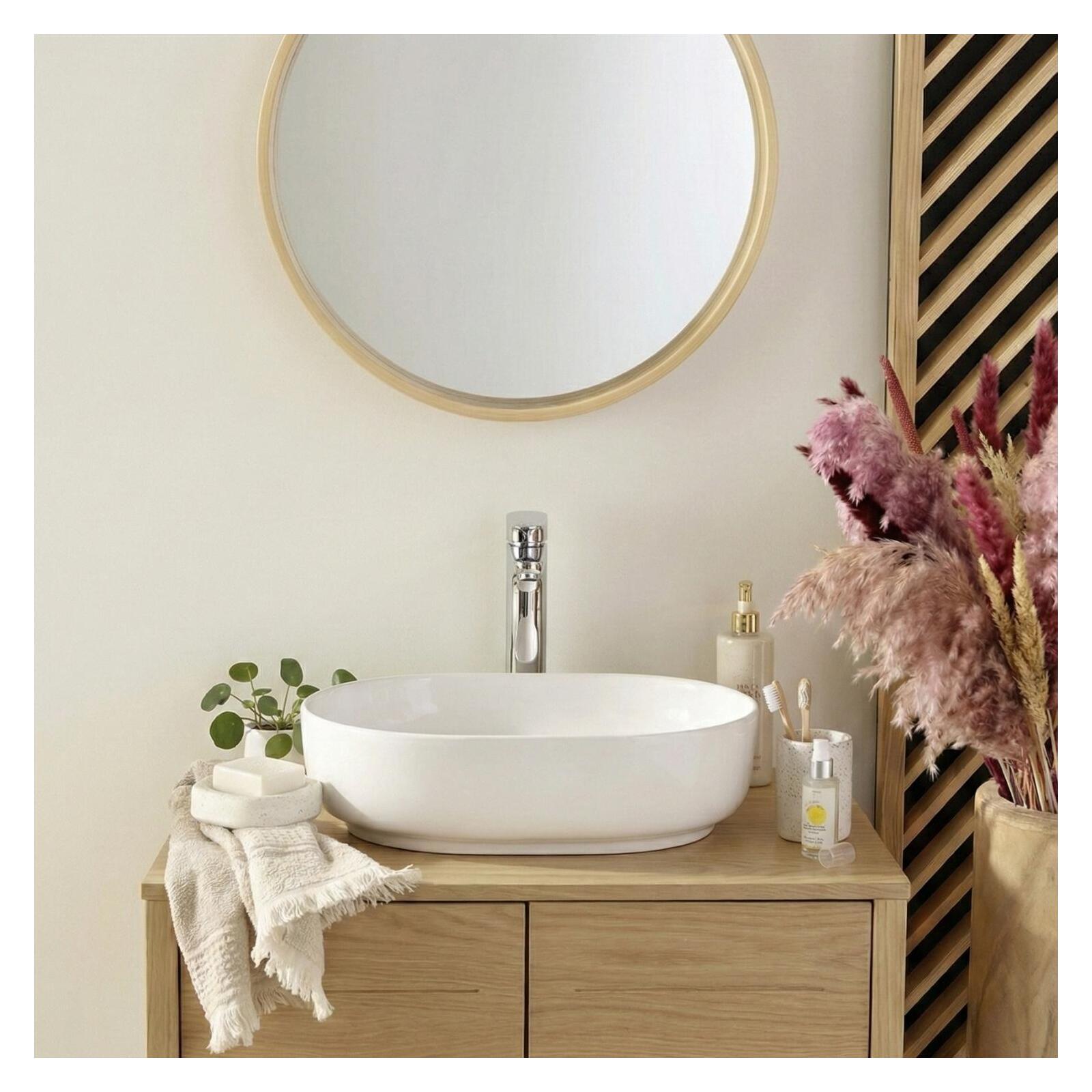 Vasque à poser ovale en céramique blanche 37x50,5cm 