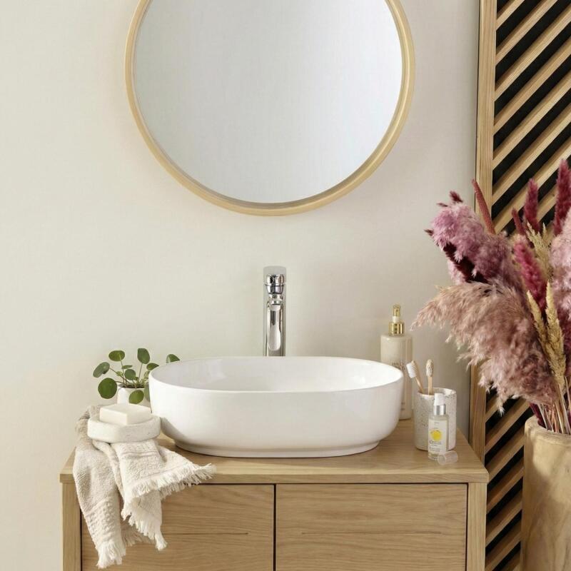 Vasque à poser ovale en céramique blanche 37x50,5cm 