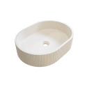 Vasque à poser ovale en béton cannelé beige 37x50cm