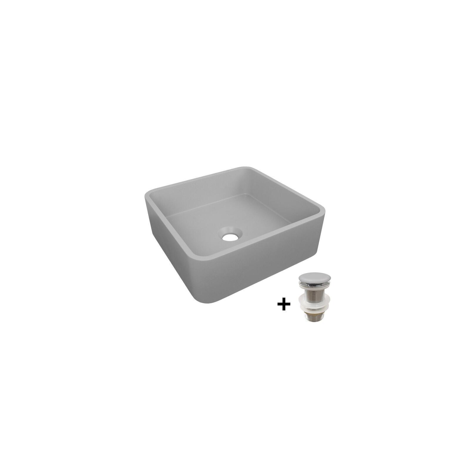 Vasque à poser en béton carrée 36cm + bonde assortie