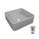 Vasque à poser en béton carrée 36cm + bonde assortie