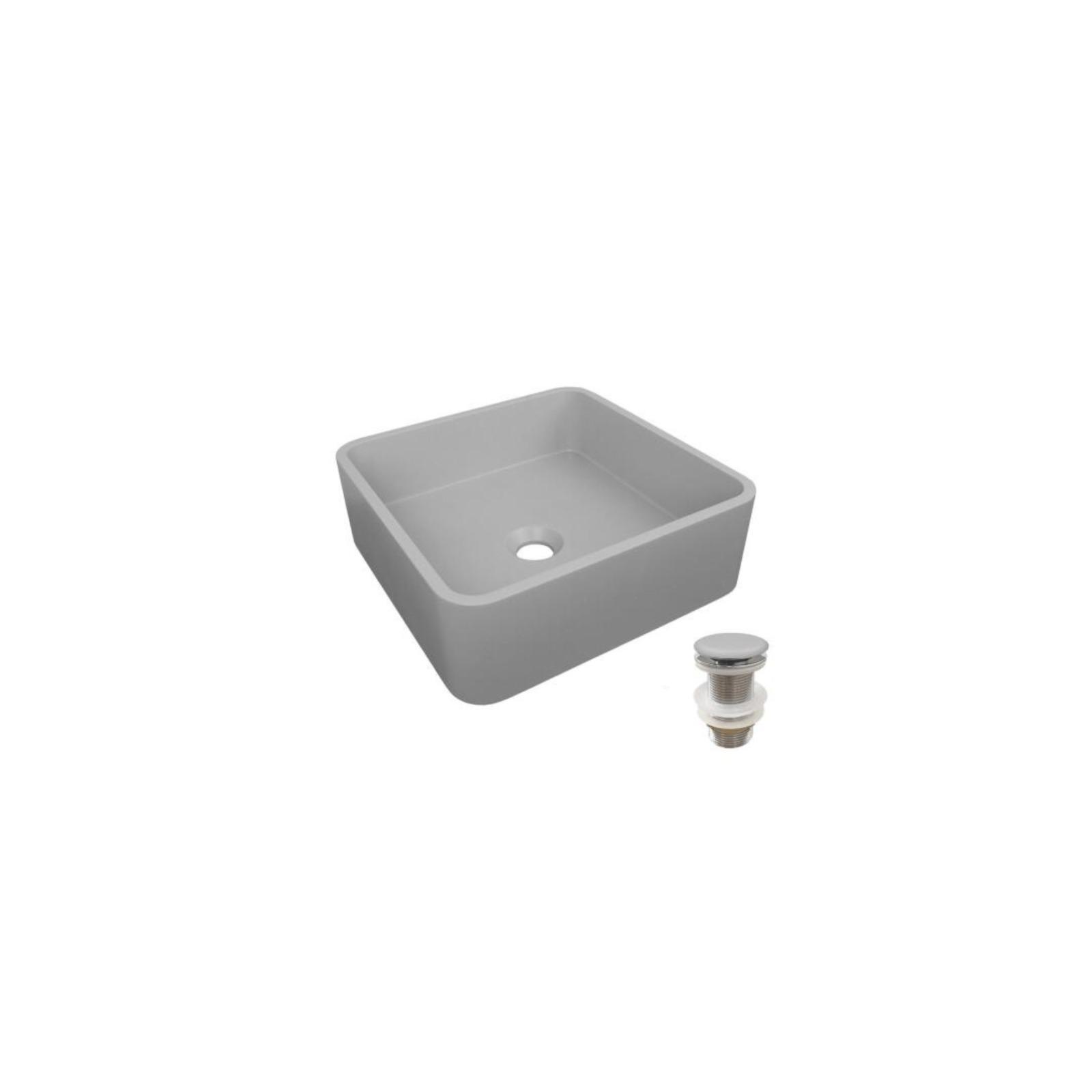 Vasque à poser en béton carrée 36cm + bonde assortie