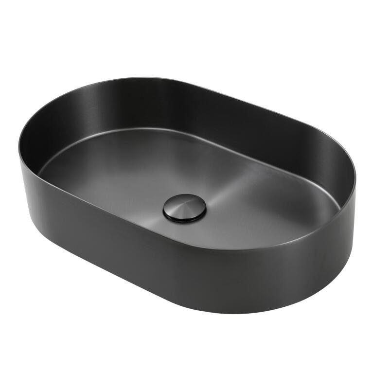 Vasque à poser ovale gunmetal en inox 55x35 cm