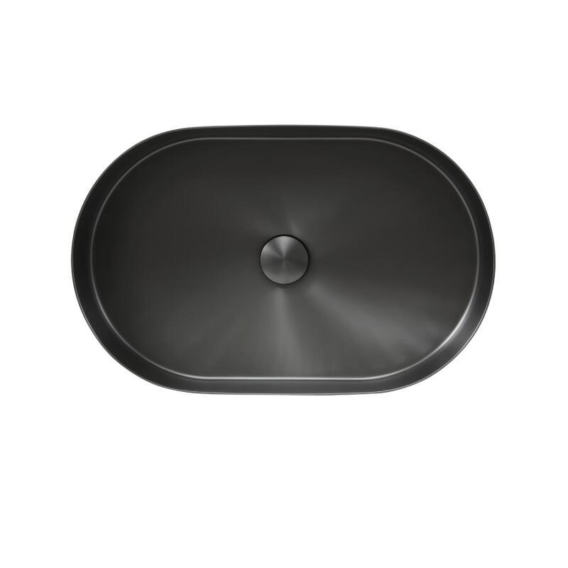 Vasque à poser ovale gunmetal en inox 55x35 cm