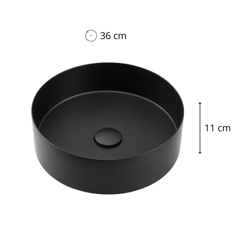 Vasque à poser ronde en inox 36 cm