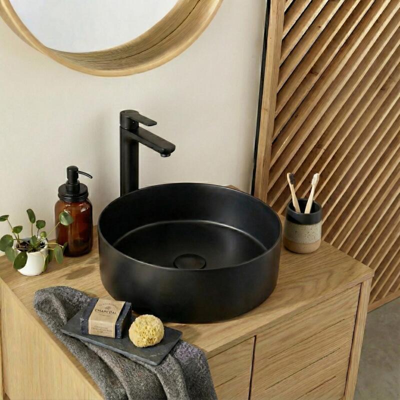 Vasque à poser ronde en inox 36 cm avec sa bonde assortie