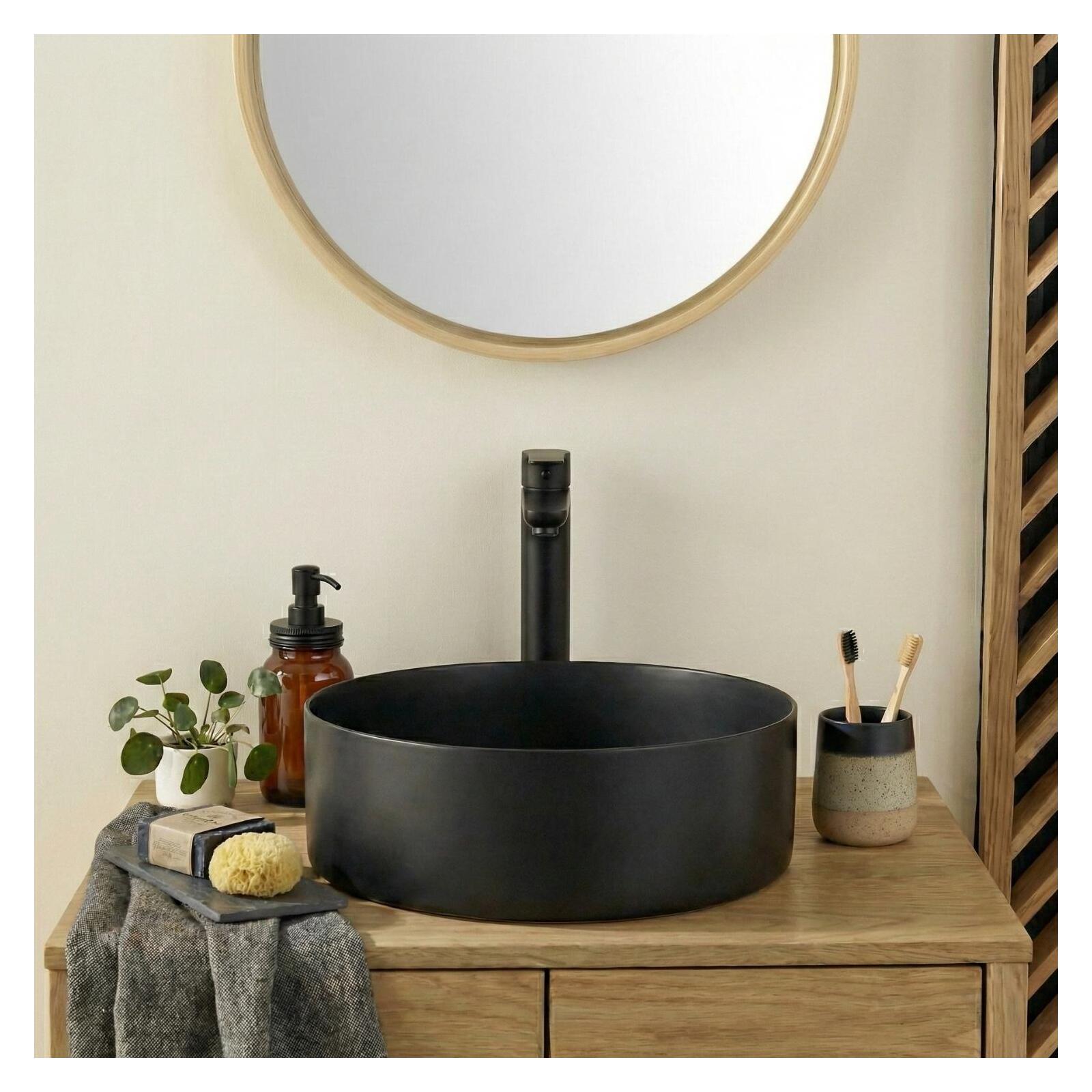 Vasque à poser ronde en inox 36 cm avec sa bonde assortie