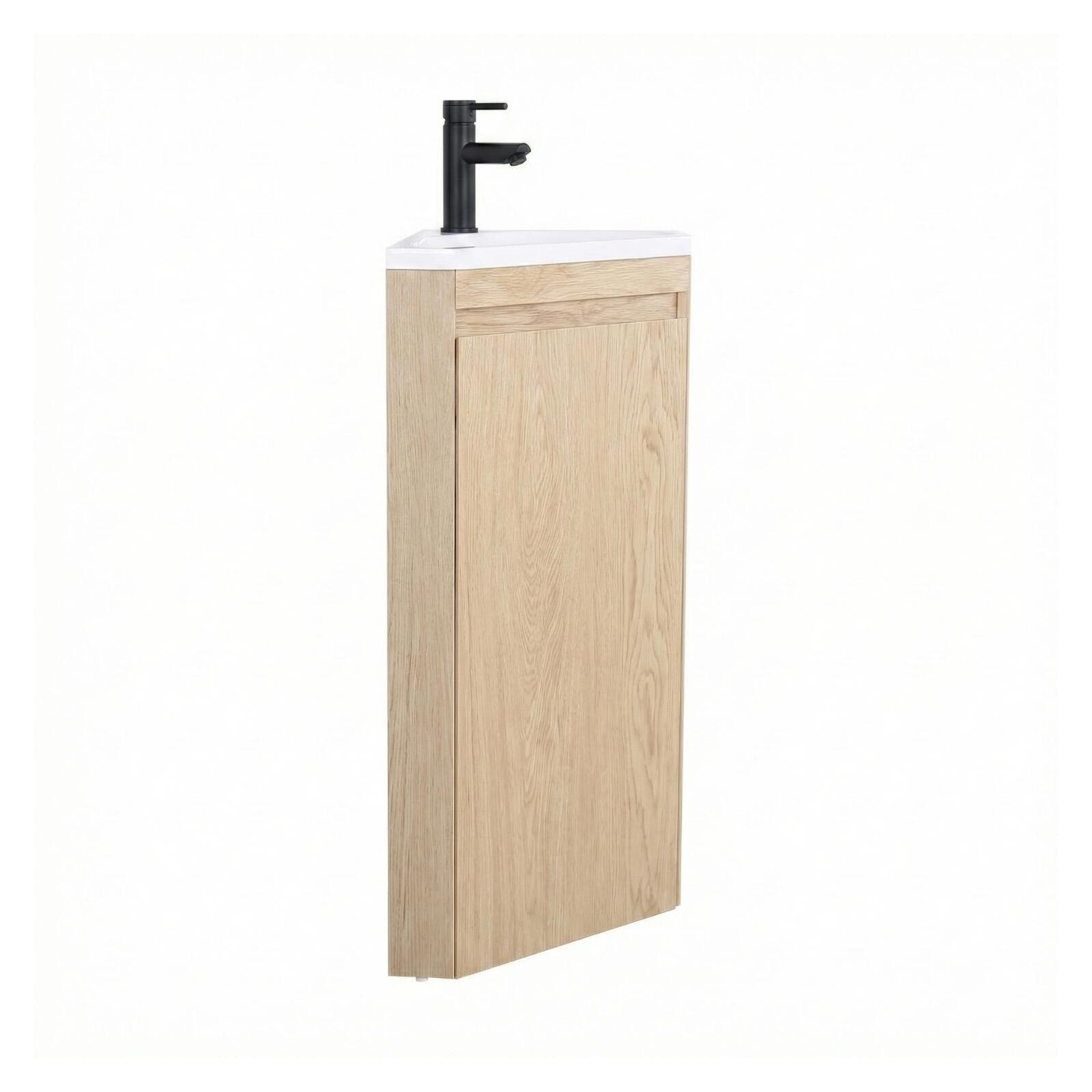 Meuble lave-mains d'angle sur pieds avec robinet noir