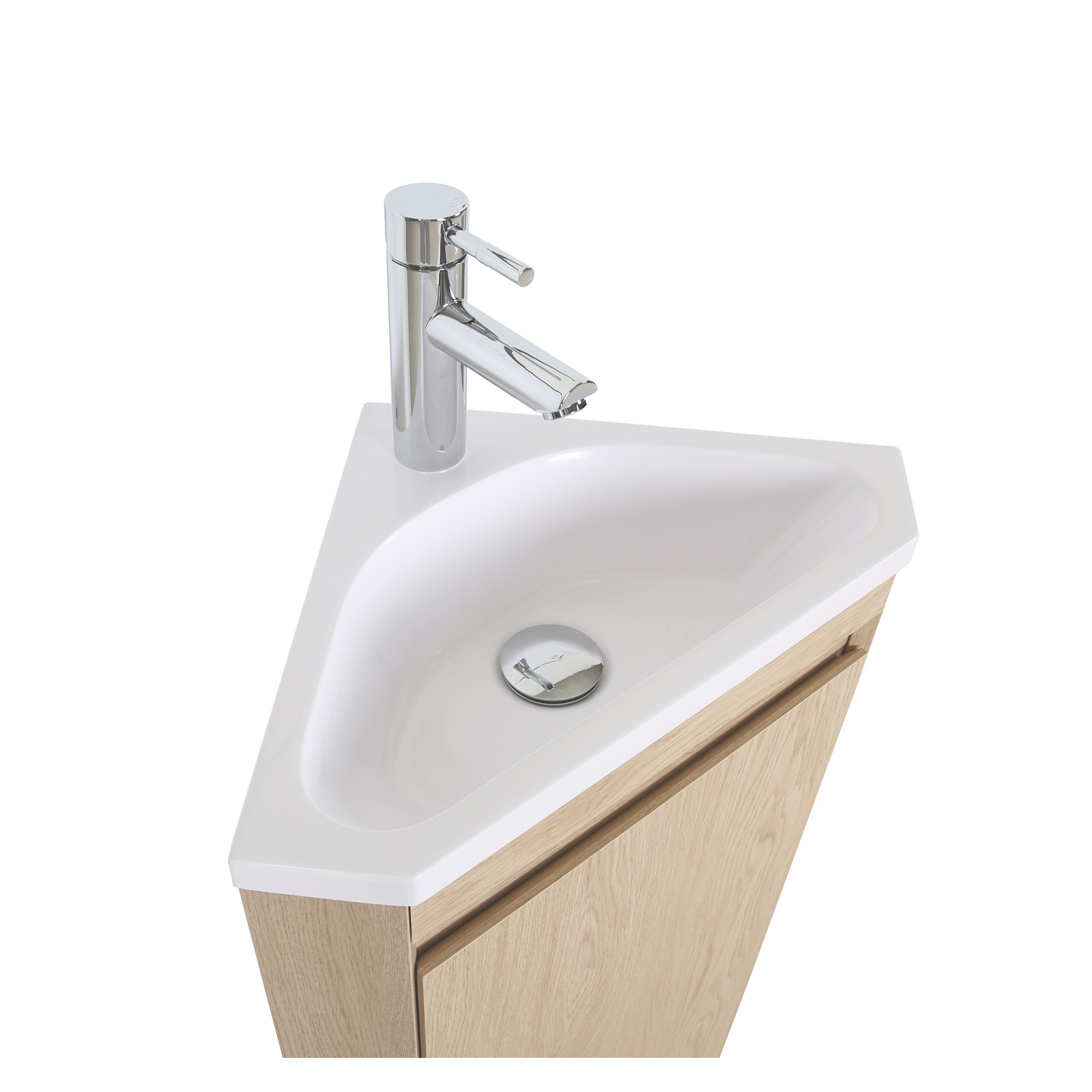 Meuble lave-mains d'angle sur pieds avec robinet noir