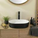 Vasque à poser ovale en céramique bicolore noire et blanche 50x37cm