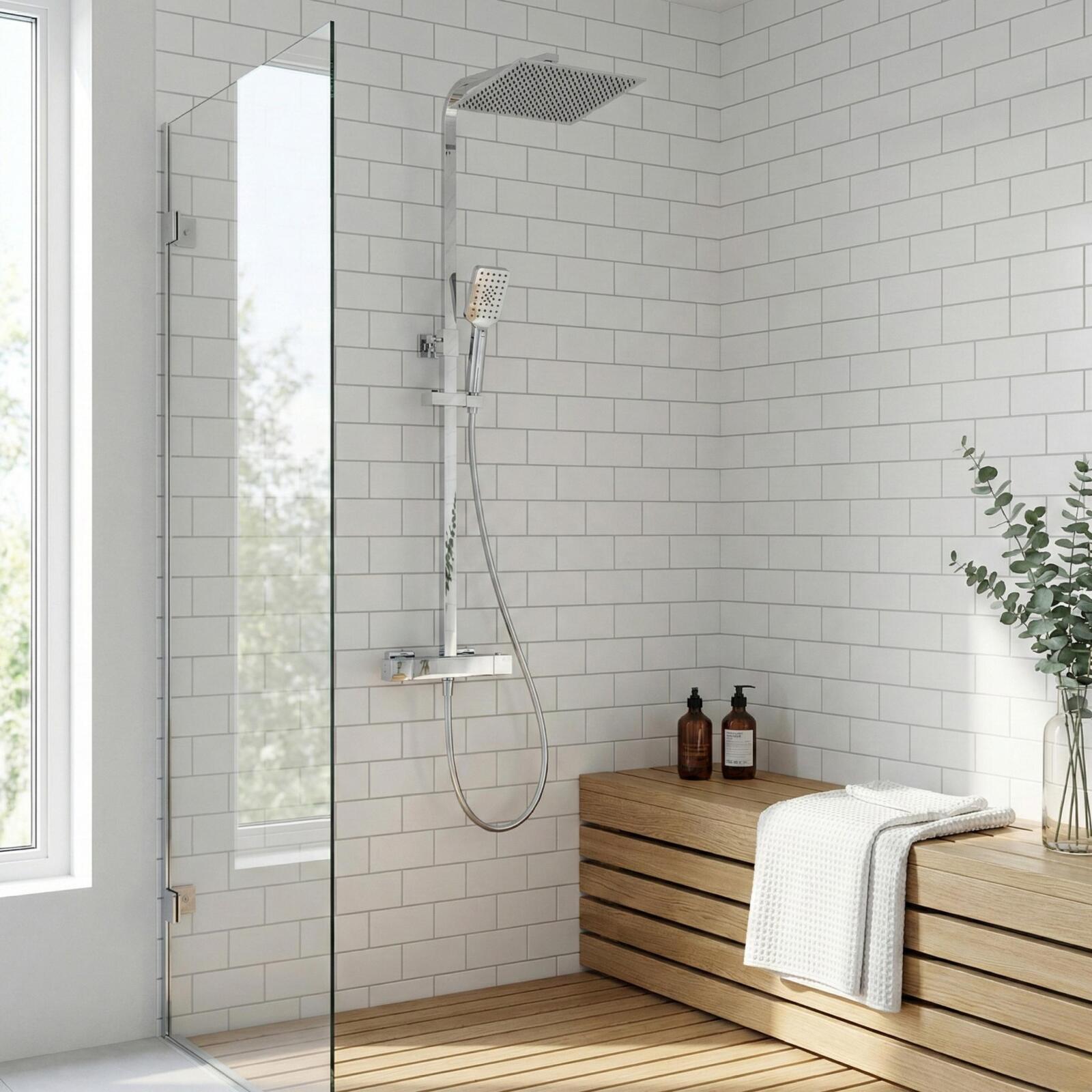 Colonne de douche thermostatique carrée en inox