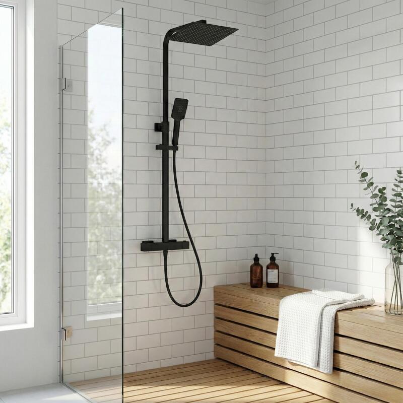 Colonne de douche thermostatique carrée en inox