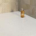 Receveur de douche en résine aspect pierre extra-plat blanc - Bonde incluse