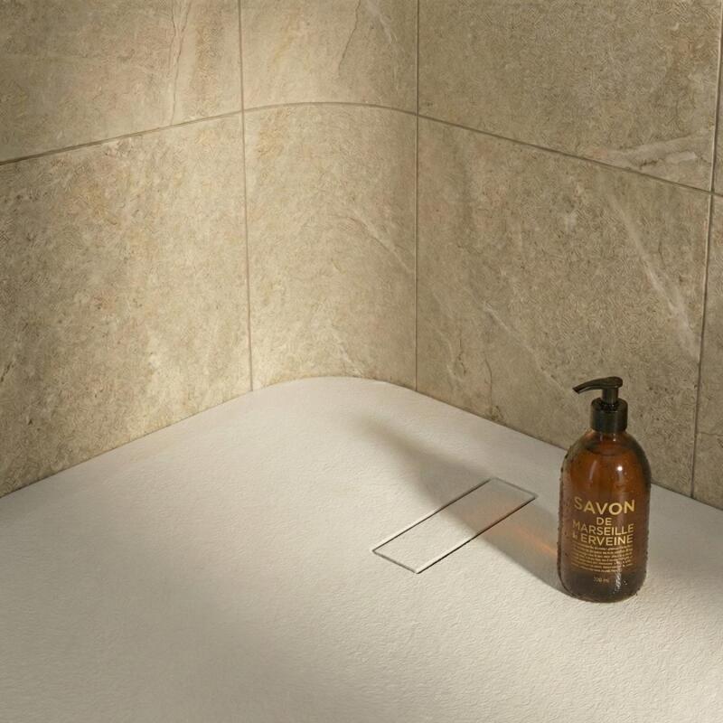 Receveur de douche en résine aspect pierre extra-plat blanc - Bonde incluse