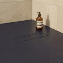 Receveur de douche en résine aspect pierre extra-plat gris anthracite - Bonde incluse