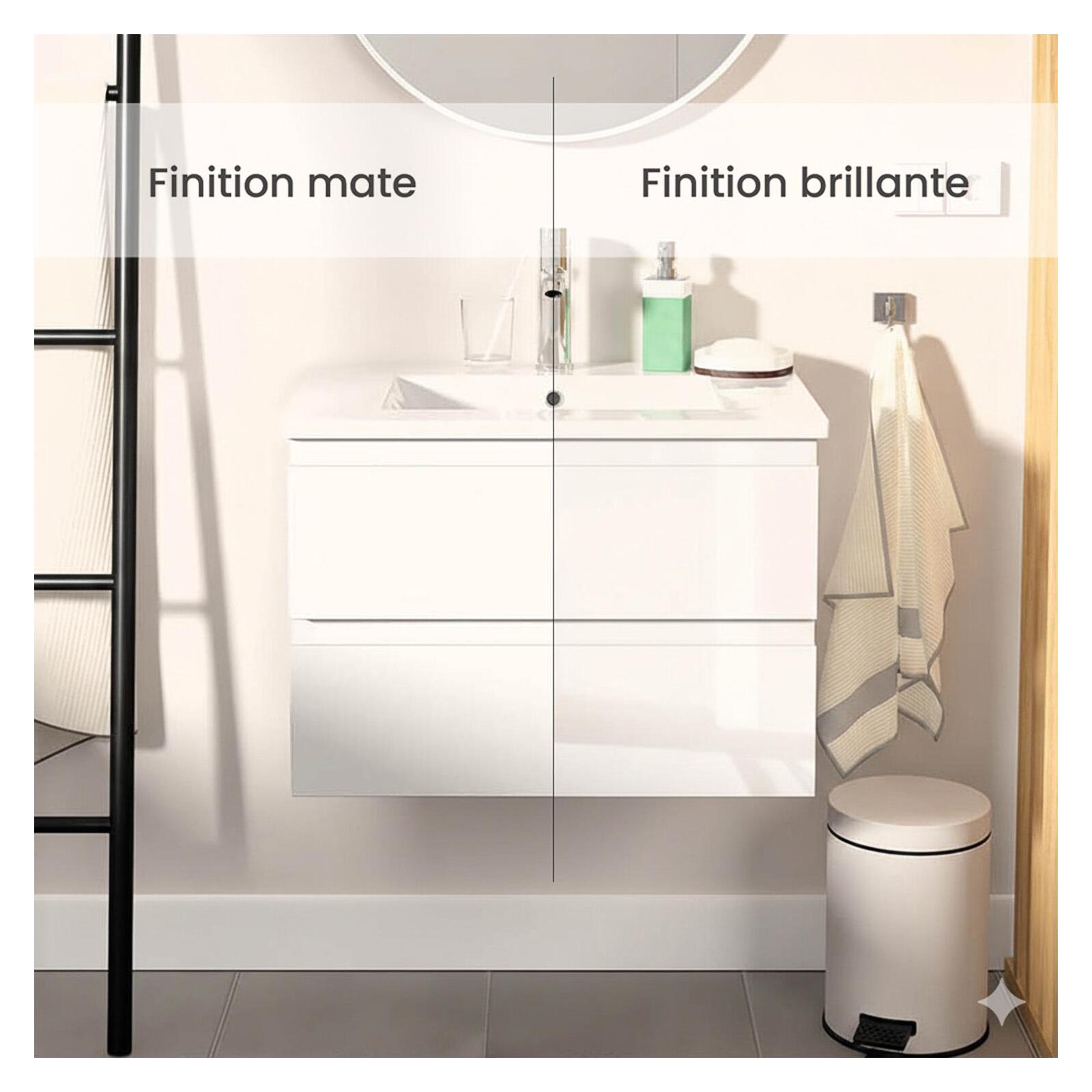 Meuble simple vasque suspendu 60cm - avec plan vasque céramique