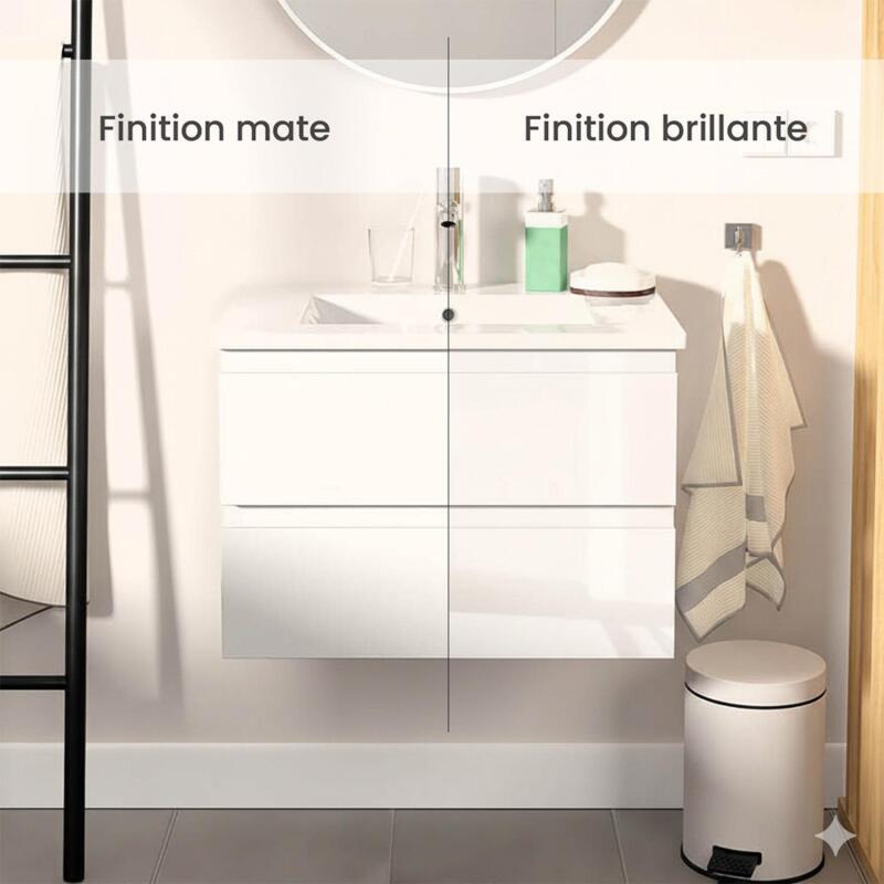 Meuble simple vasque suspendu 60cm - avec plan vasque céramique