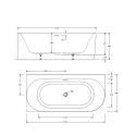 Baignoire semi-îlot blanche 170cm en acrylique Lucite®  - Angle gauche - Livrée complète