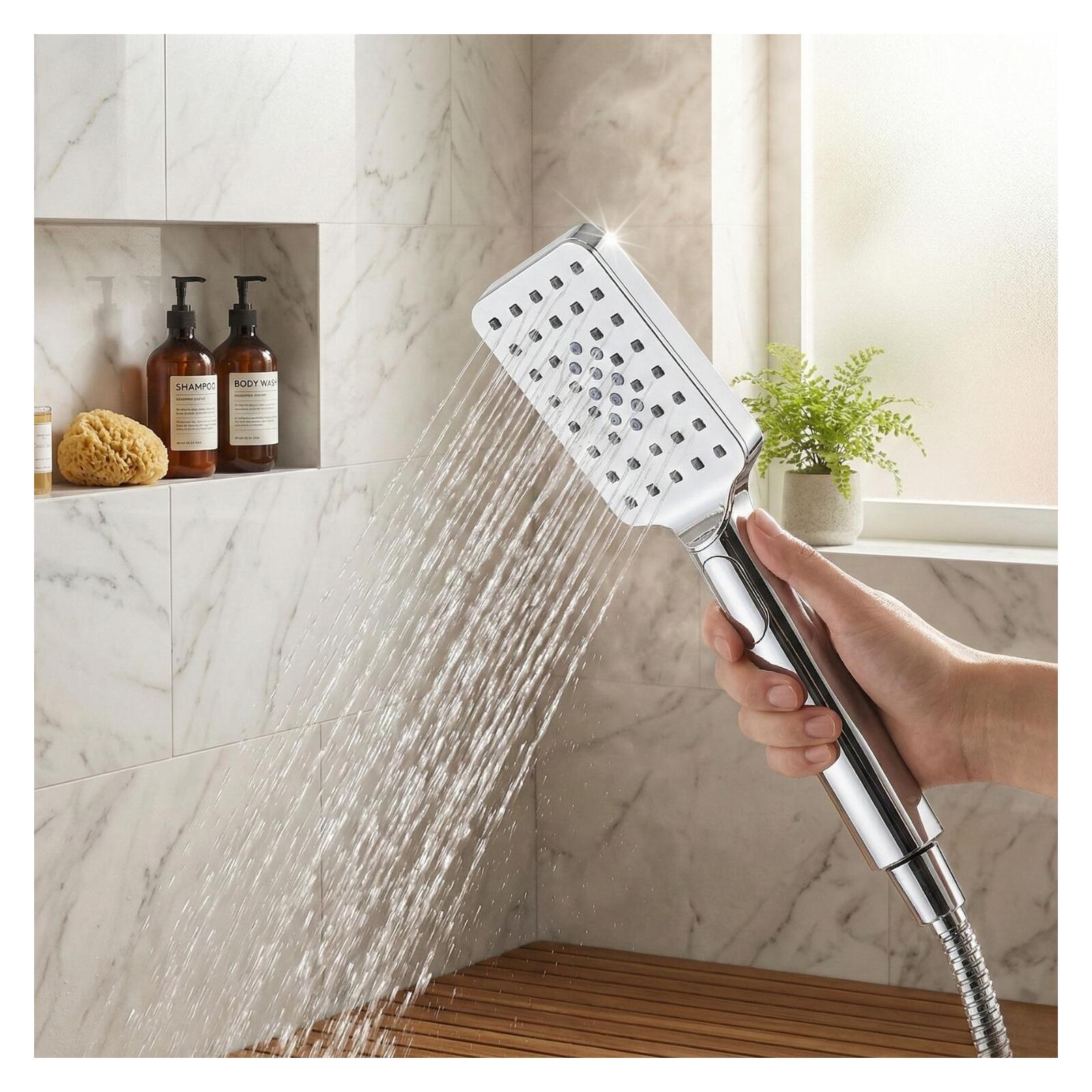 Douchette tête carrée en ABS chromée 3 jets