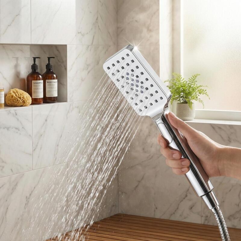 Douchette tête carrée en ABS chromée 3 jets