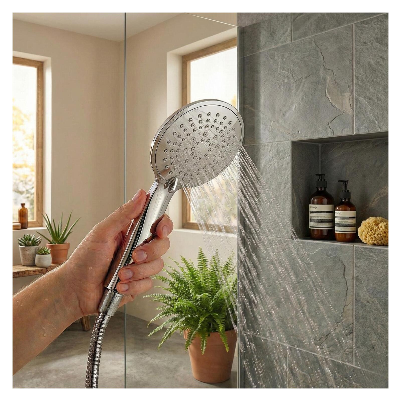 Douchette tête ronde en ABS chromée 5 jets