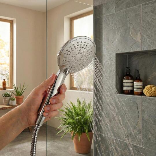 Douchette tête ronde en ABS chromée 5 jets