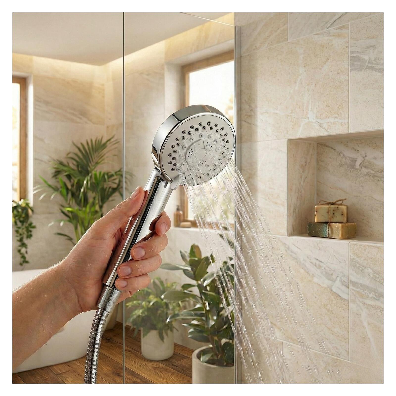 Douchette tête ronde en ABS chromée 5 jets