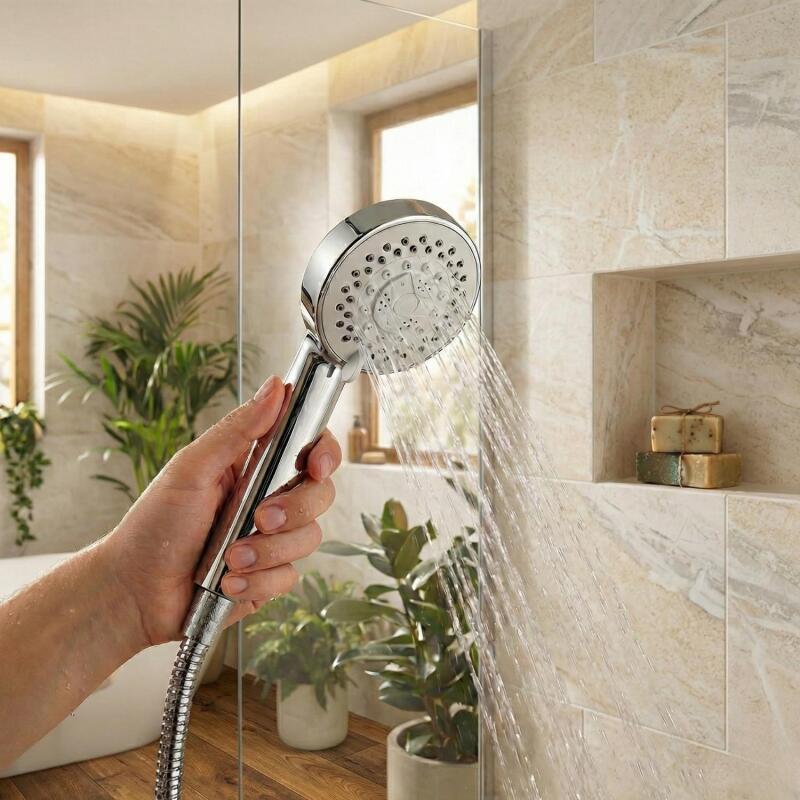 Douchette tête ronde en ABS chromée 5 jets