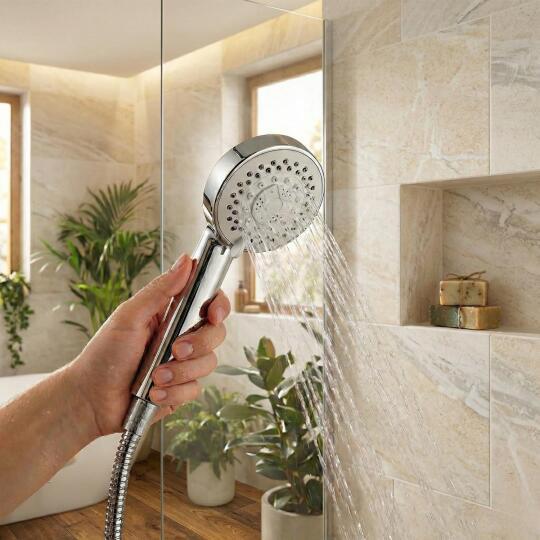 Douchette tête ronde en ABS chromée 5 jets