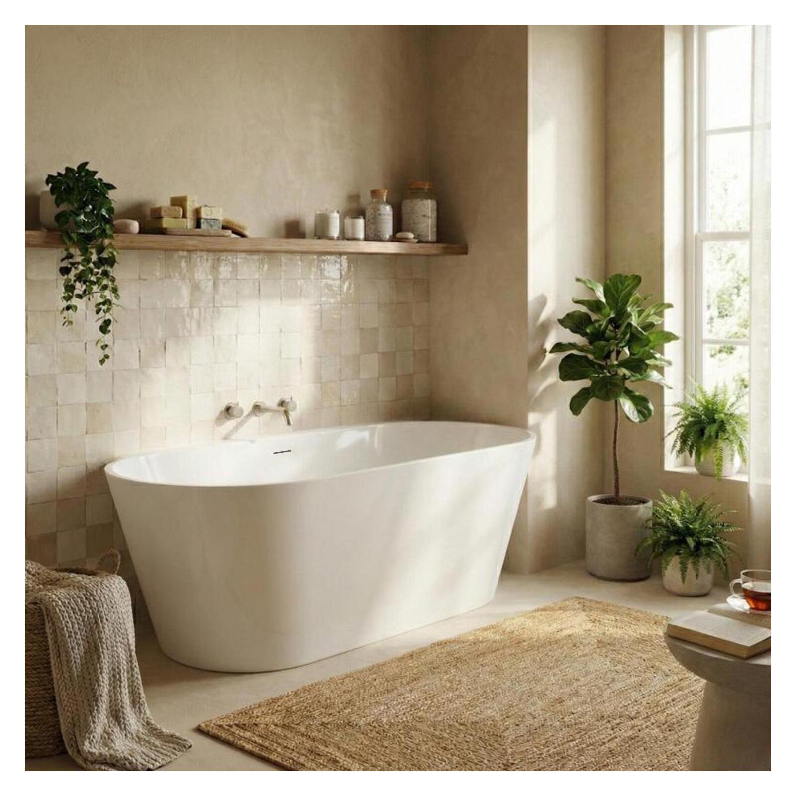 Baignoire îlot blanche 170cm en acrylique Lucite® - Livrée complète