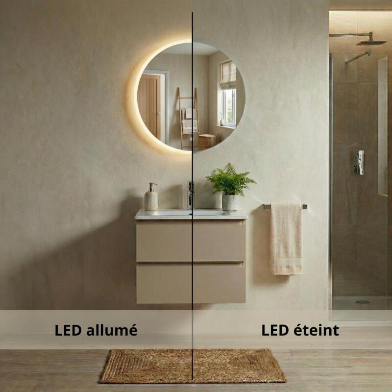 Miroir LED rond D60/120cm avec cadre rétro-éclairé