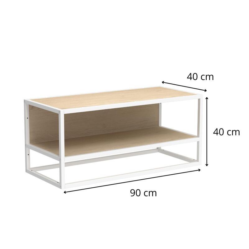 Etagère penderie murale en bois et métal blanc 90x40cm