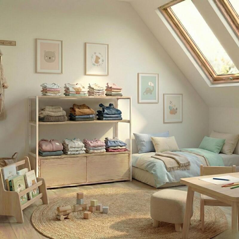 Portant vêtements sous combles penderie et tiroirs 100x85cm