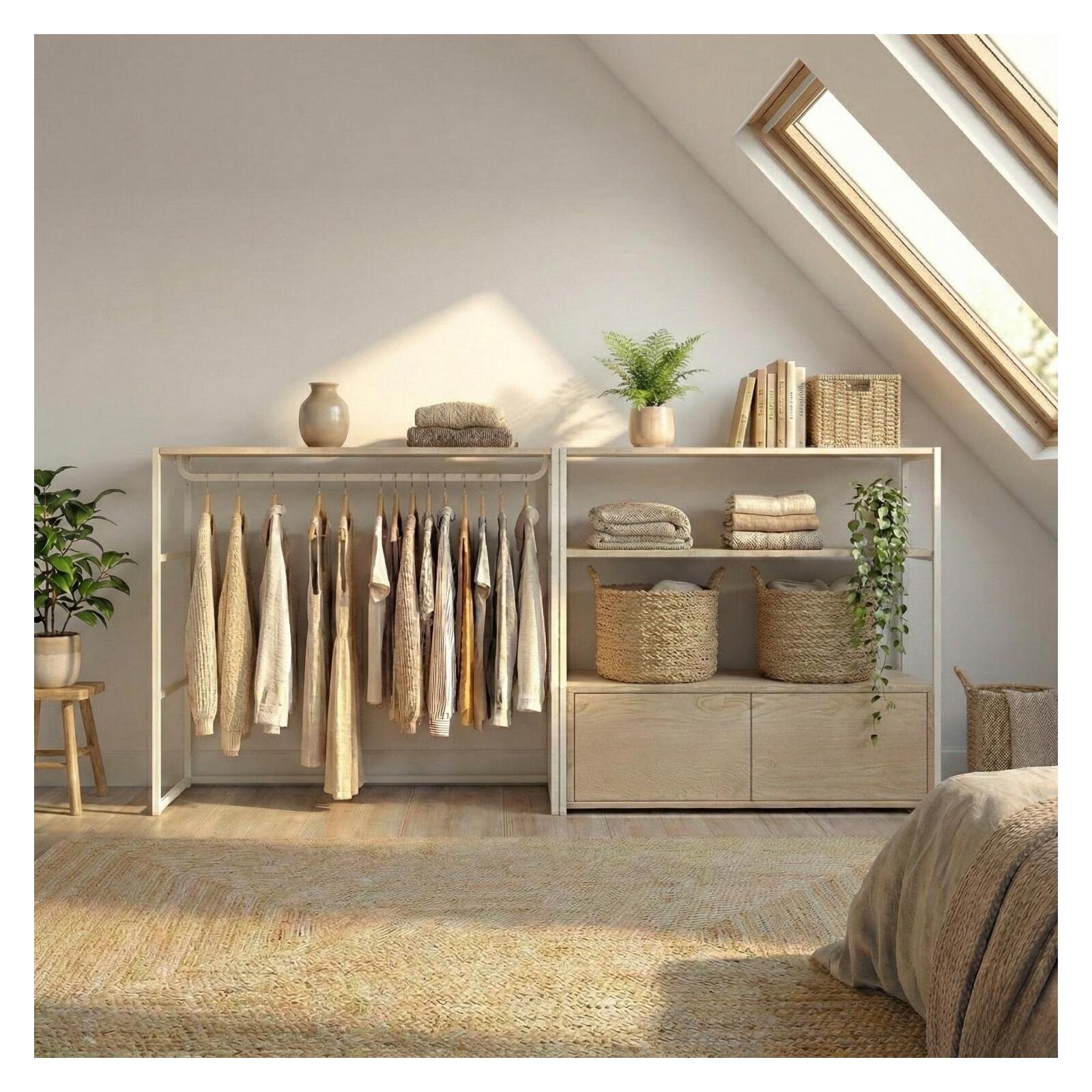 Lot de 2 portants vêtement sous combles modulables 200x85cm