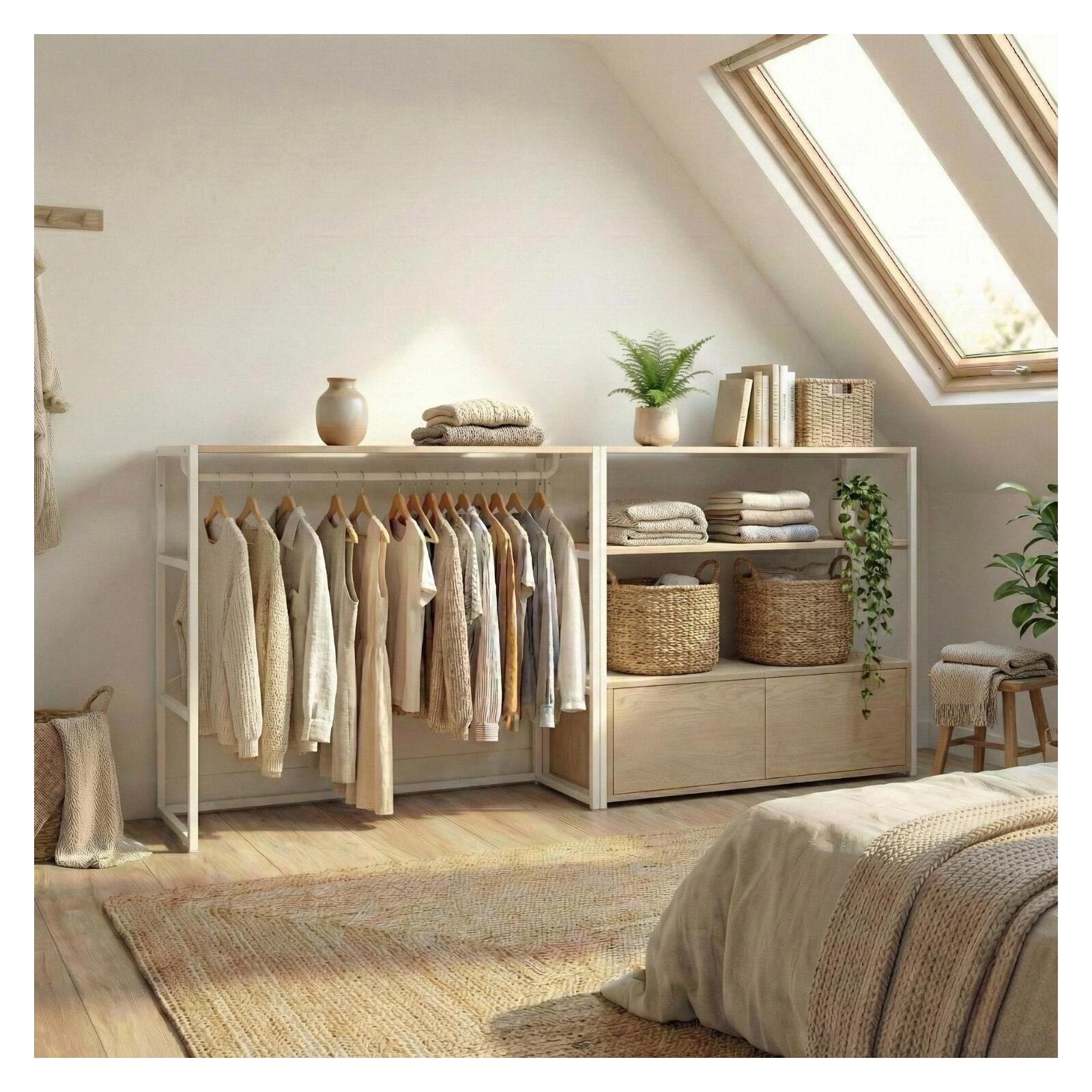 Lot de 2 portants vêtement sous combles modulables 200x85cm