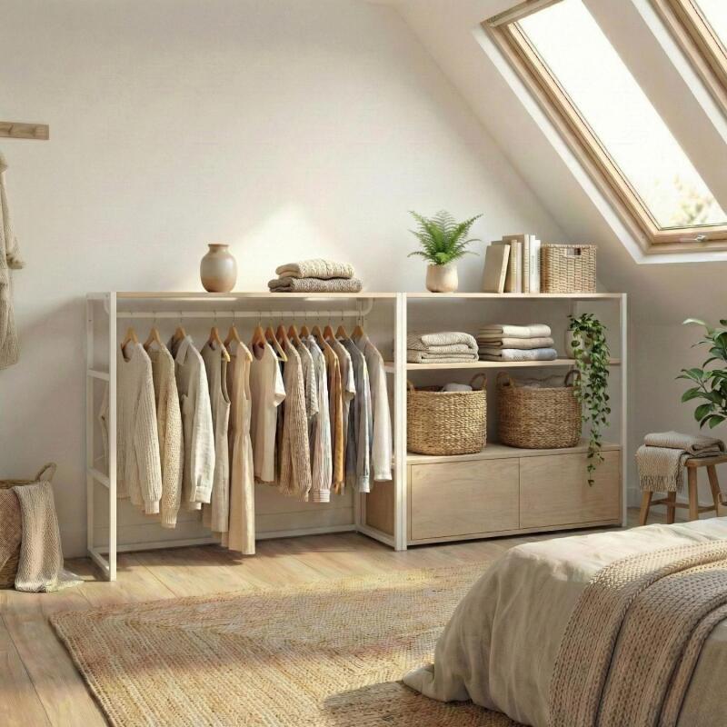 Lot de 2 portants vêtement sous combles modulables 200x85cm