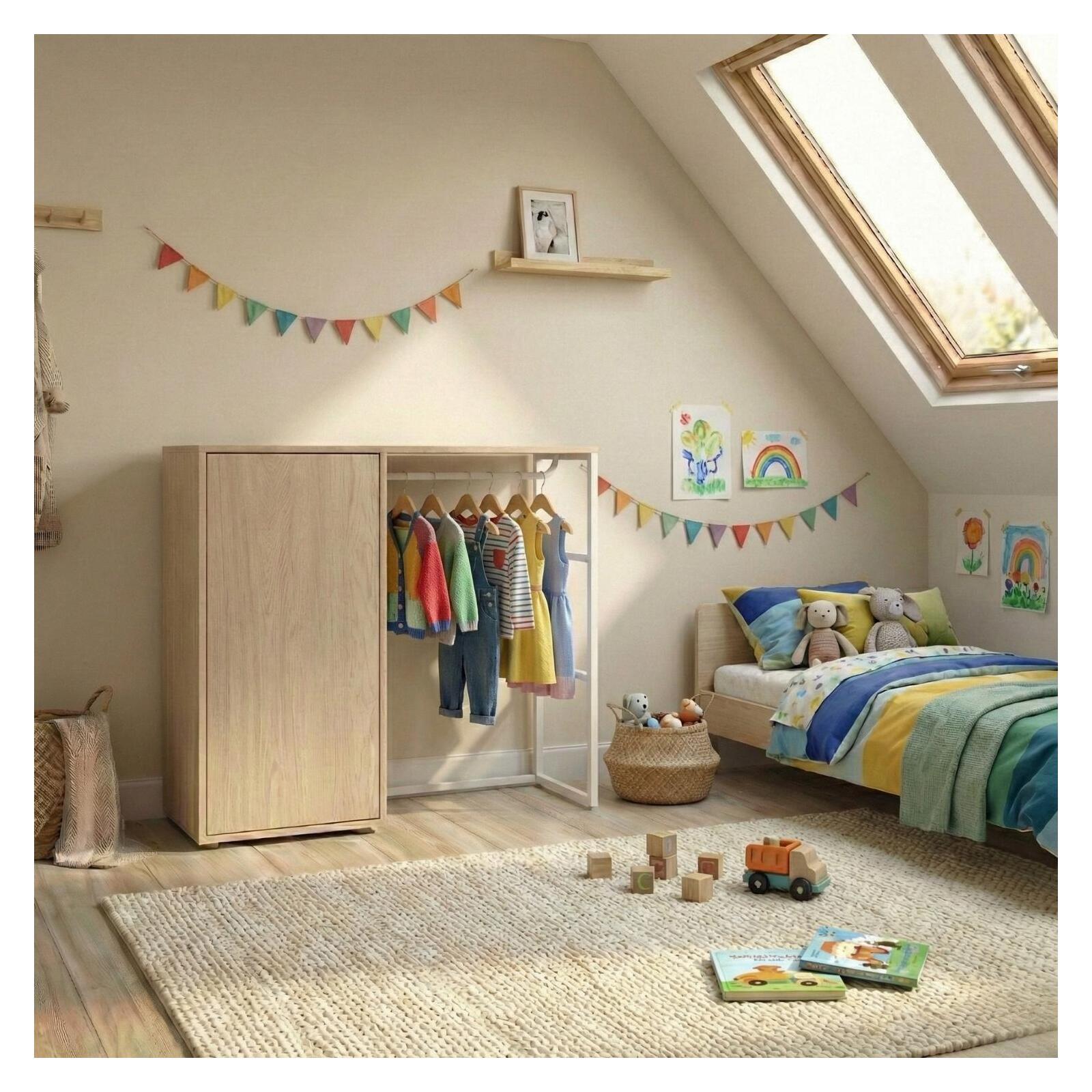 Portant vêtements sous combles penderie et caisson 100x85cm