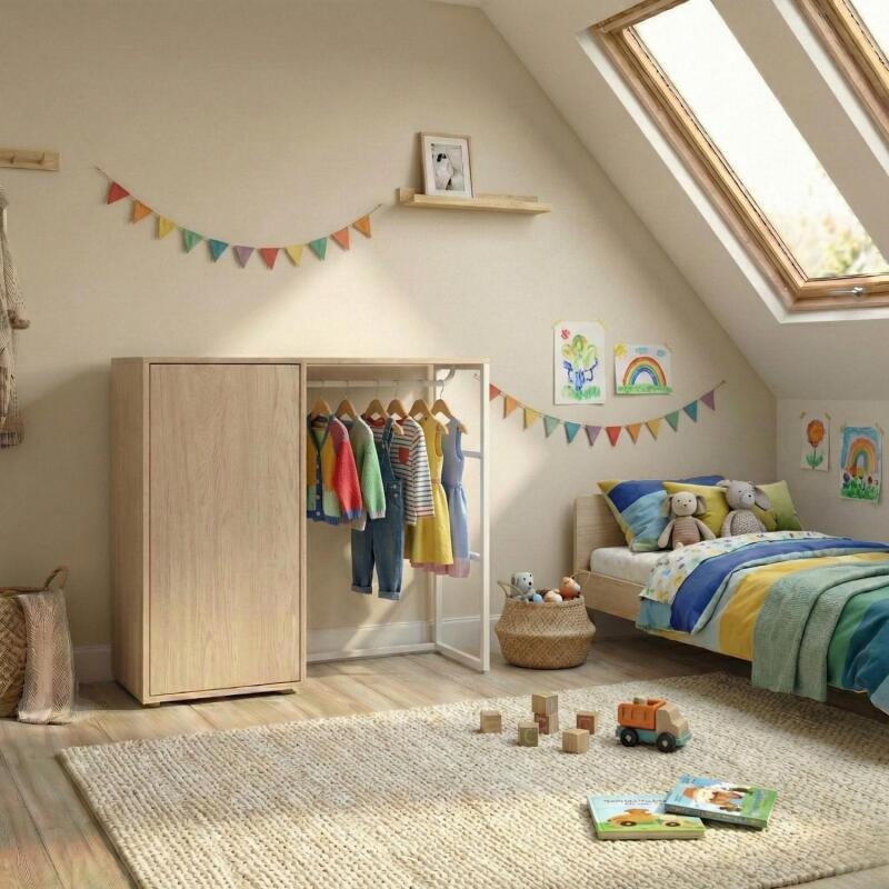 Portant vêtements sous combles penderie et caisson 100x85cm