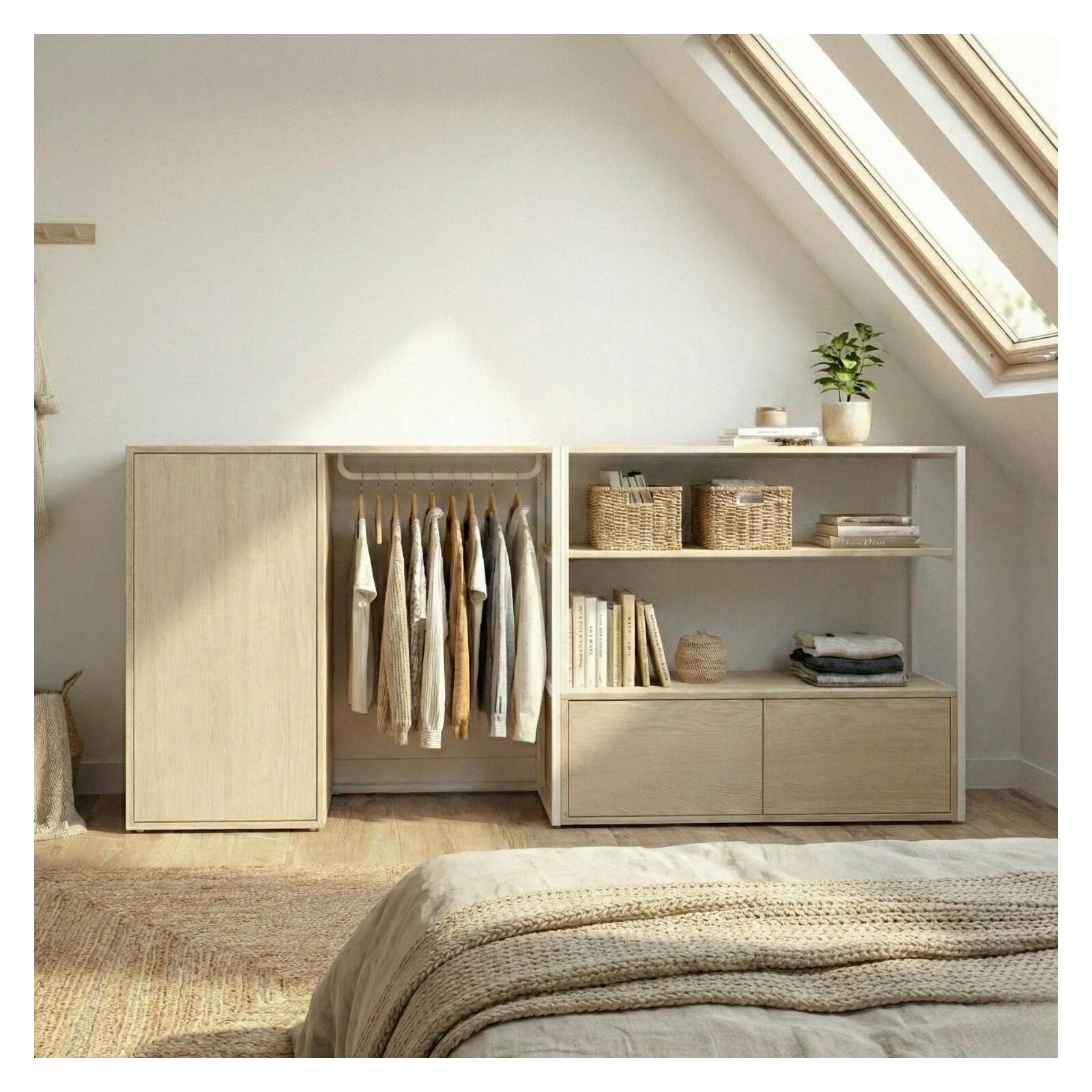 Lot de 2 portants vêtements sous combles modulables 200x85cm